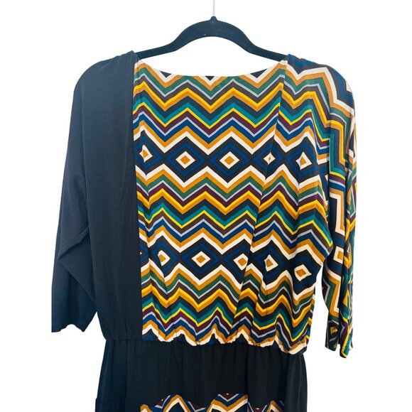 2/$30 Maggy London 8 Geometric Chevron Dress Multi-Color & Black 3/4 Sleeve NWT - Picture 6 of 12